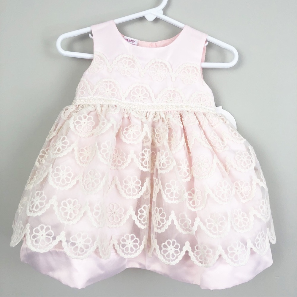 Baby Beri Pink Dress With lace - Size 6-9m